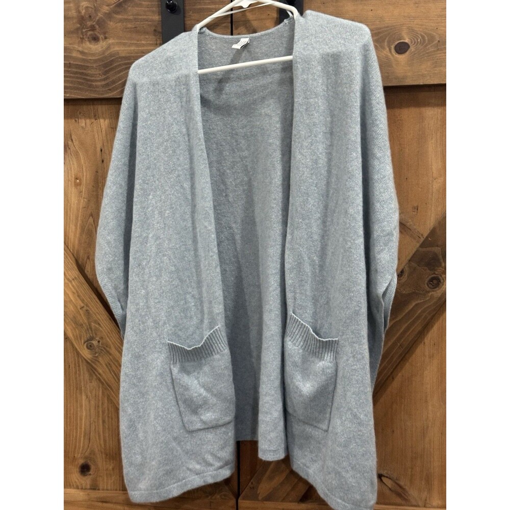 Nordstrom Shrug Cardigan Womens Sz M Light Blue 100% Cashmere Open Front Sweater